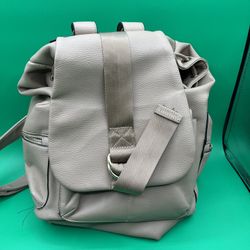Topshop Tan Faux Leather Multi Pocket Backpack 