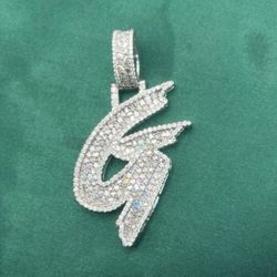 INITIAL G VVS D Moissanite Sterling Silver Pendant
