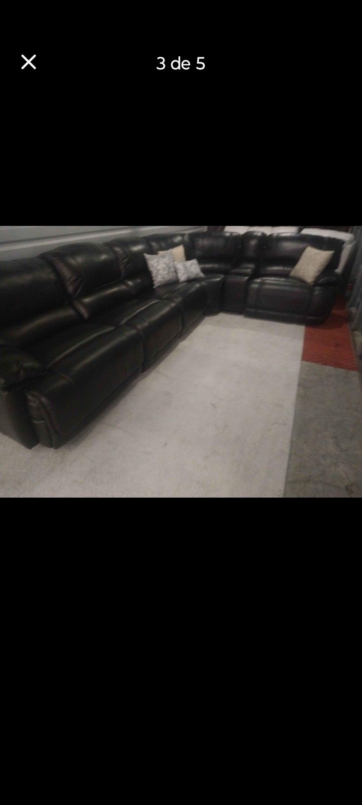 SECTIONAL GENUINE LEATHER RECLINER ELECTRIC BLACK COLOR.. DELIVERY SERVICE AVAILABLE ππ₯π