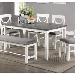 White And Gray Dining Table Set 