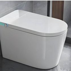 Smart Toilet with Bidet Built In, Foot Sensor Operation, Elongated Tankless Toilet with Automatic Fl
