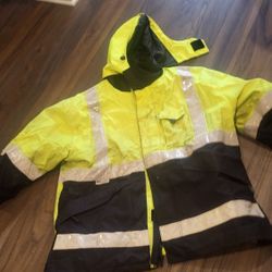 2XXL HIGH VIS WINTER WORK COAT WITH QUILTED LINING