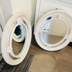 2 Antique White Decor Mirrors. Sold as a Pair.  Orig $129 Each 