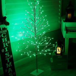 60 in. Tall Indoor/Outdoor Artificial Christmas Tree with LED Lights, Green