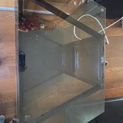 3-Tier Metal Shelf with Clear Glass 