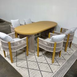 7-Piece Outdoor Patio Dining Set with Rope Chairs & Aluminum Frame – Seats 6