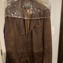 Apt 9 brown leather coat Mens 42L 
