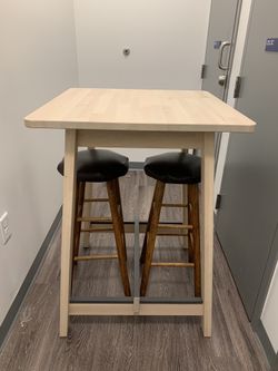 IKEA NORRÅKER Bar table, birch wood (& DIY stools) for Sale in