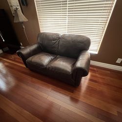 Brown Leather Loveseat