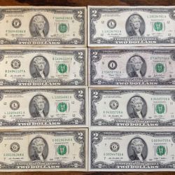 (8) Lucky $2.00  bills $100.00 CASH, TEXT FOR PRICES 