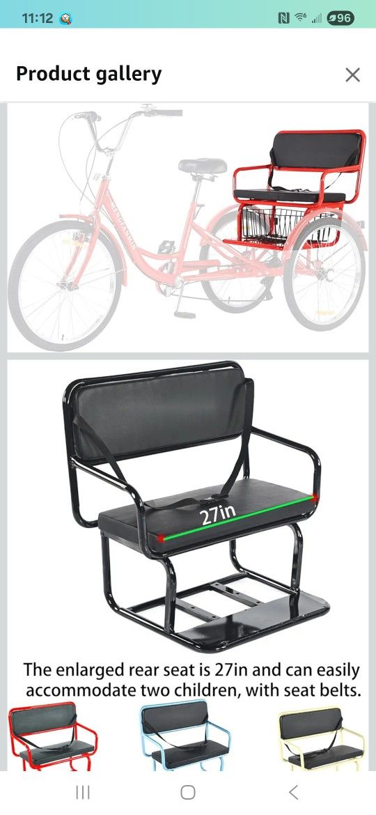 Child Tricycle Bench Seat With Basket