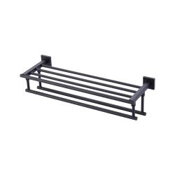 24 in. Wall Mounted Double Towel Bar in Matte Black