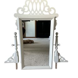 Off White Wood Mirror W Added Cordial Posts If Desired 