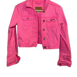 Hollister Jean Jacket Womens Small Cropped Pink Denim