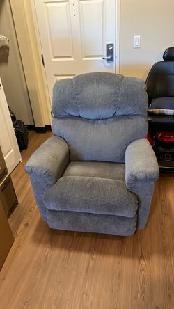 Blue-Gray Fabric Recliner Chair