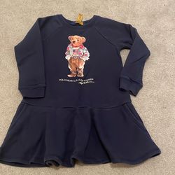 Little girls size sweater dress polo bear Ralph Lauren