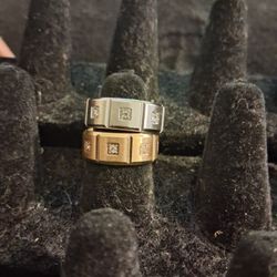 Sterling Silver And GOLD couples Engagement Rings 