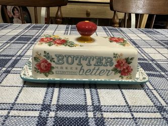 Pioneer Woman Floral Design Butter Dish