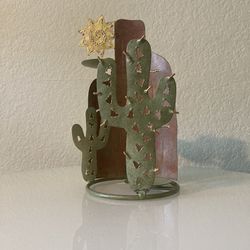 Metal Saguaro Sun Candle Holder