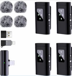 Pro 4 Wireless Lavalier Microphone for iPhone Android Phone Pad Computer, Mini Microphone Lapel, 48KHz 24Bit, Reverb, Noise Cancelling for Video Recor