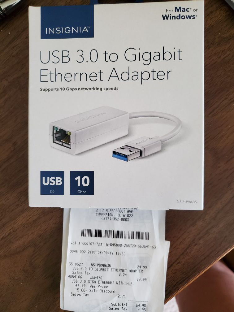 Insignia USB 3.0 to Gigabit Ethernet Adapter