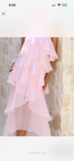 New without tag SMALL , in store $70 , only selling $35 Pink ruffle maxi dress with layered ruffle