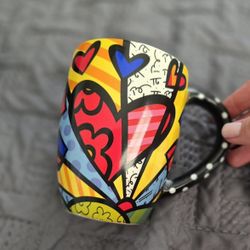 Romero Britto Heart Mug / Cup Read Description 