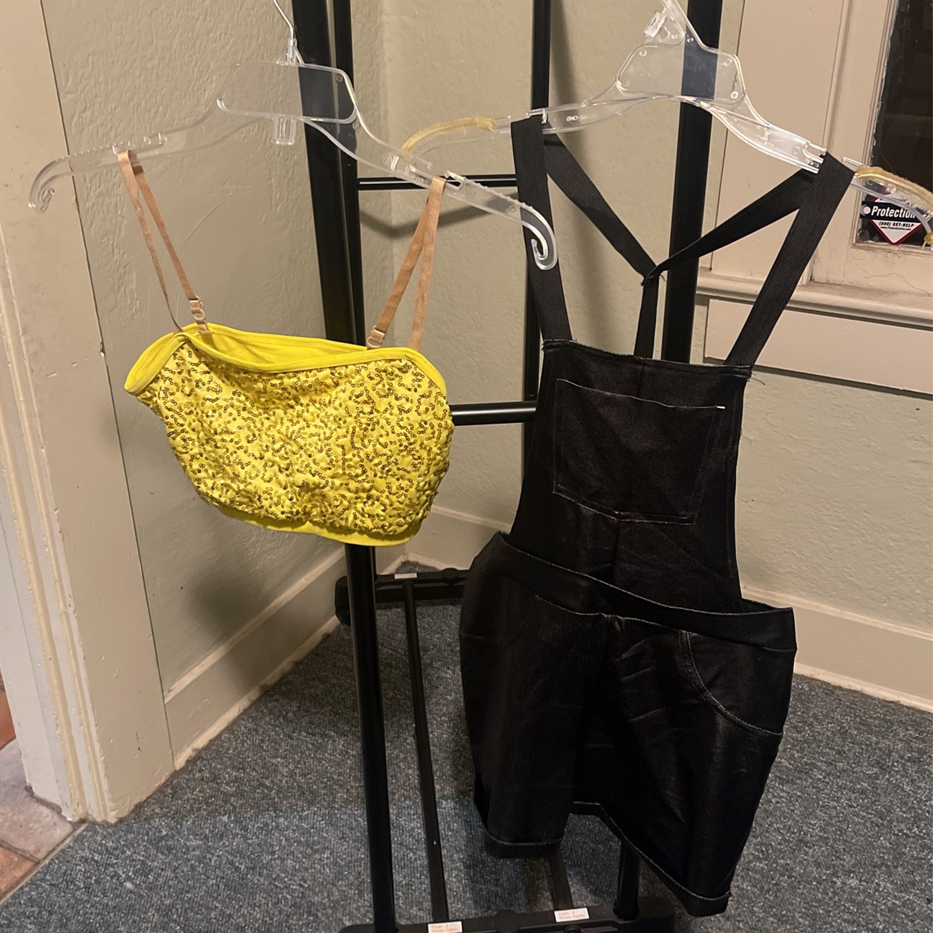 Black Overalls Child Large And Sparkly Yellow Crop Top Child Large