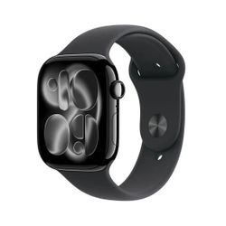 Apple Watch Series 11 GPS 46mm Jet Black Aluminum Case with Black Sport Band - M/L