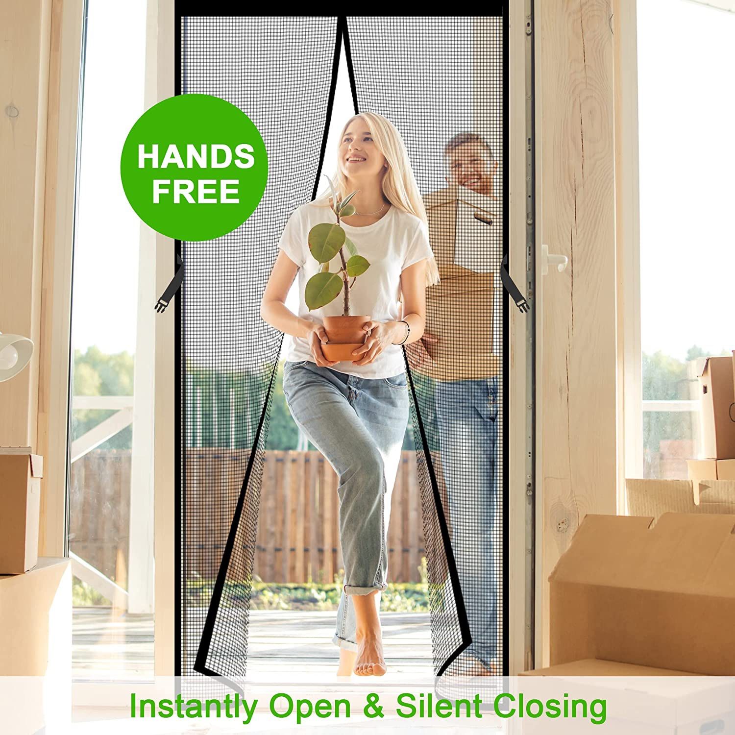 Fiberglass Magnetic Screen Door Fits Door Size 36 x 80 Inch, Screen Size 38"x 81", Door Screen Magnetic Closure Heavy Duty, Mesh Screen Doors Magnets