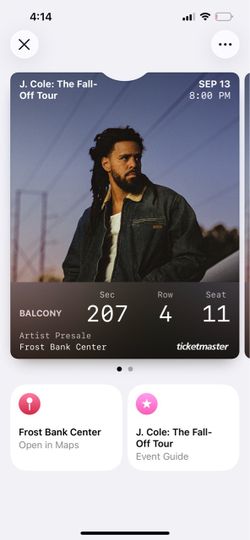 2 tickets Jcole San Antonio