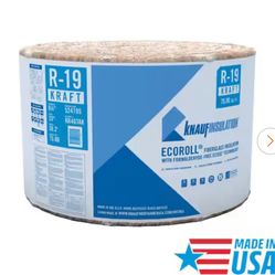Knauf Insulation R19 Kraft Faced 23 in. x 39.2 ft. Fiberglass Insulation Roll for Floor, 2x6 Wall - Sound-Reducing, USA Made (1-Roll)
