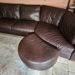 Leather Sectional Sofa with Ottoman