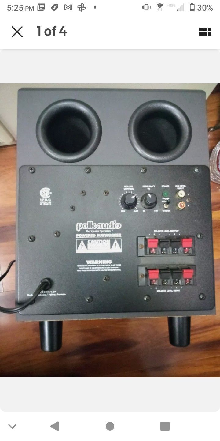 Polk Audio PSW250 Powered Subwoofer Speaker In Excellent Working Condition