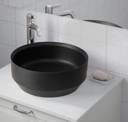505.220.59 New In Box IKEA BESSLINGEN Countertop sink, black/matte, 15 3/8