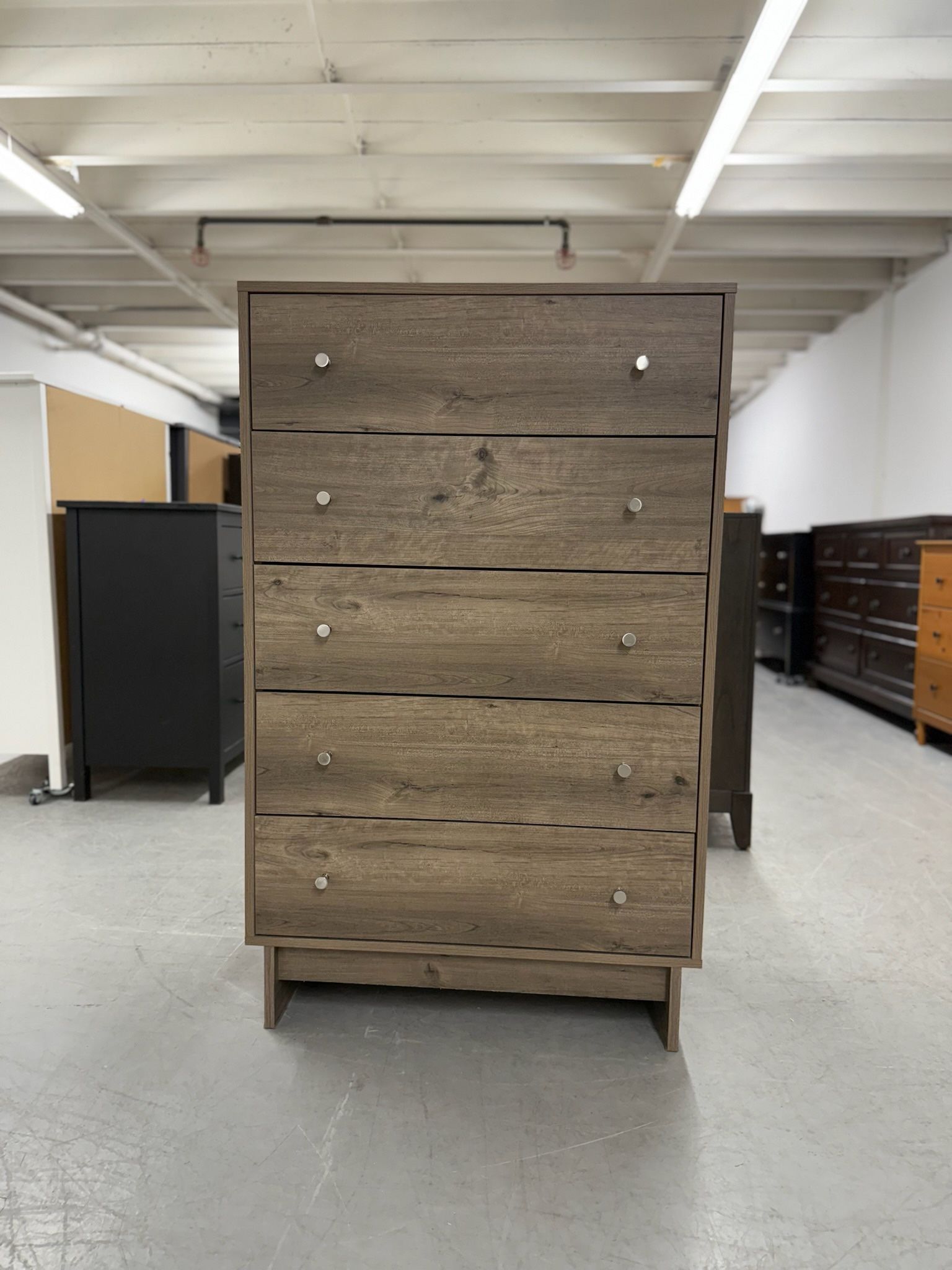 Tall Modern Wood Color 5 Drawer Chest Dresser