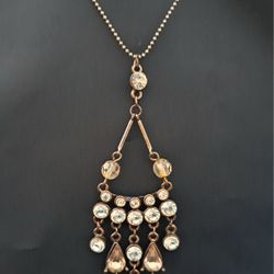 Vintage Rhinestone Chandelier Pendant Necklace