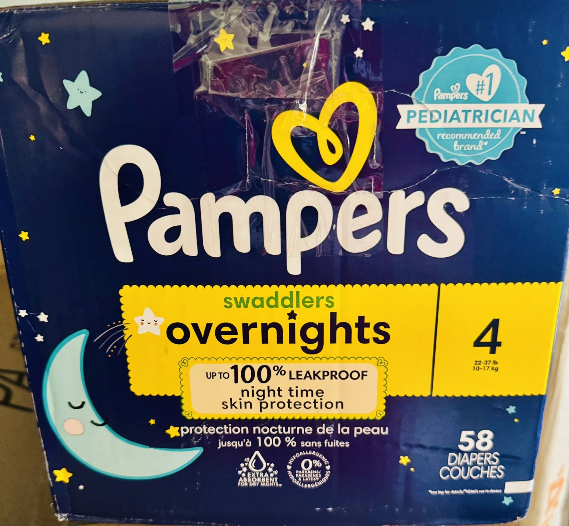 Pampers Swaddlers Overnights Size 4 (58 Count)
