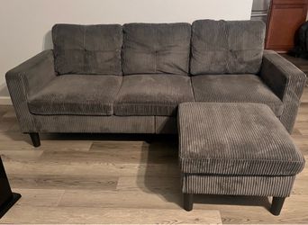 Modern Gray Corduroy Sofa & Ottoman – Bed Bath & Beyond