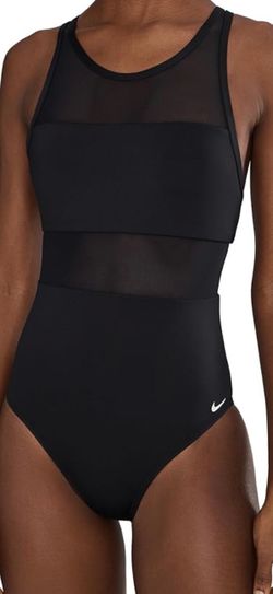 Nike Black Women's One-Piece Swim Fit with Subtle Logo