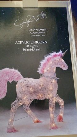 Silver Pink LIT UNICORN Outdoor Christmas