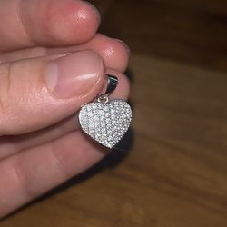 Moissanite Diamond Small Heart Pendant, 925 Sterling Silver