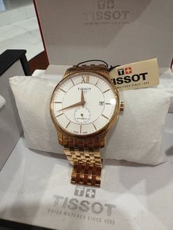 NWT TISSOT Tradition 40MM SS Silver Dial Rose-G Men's Watch