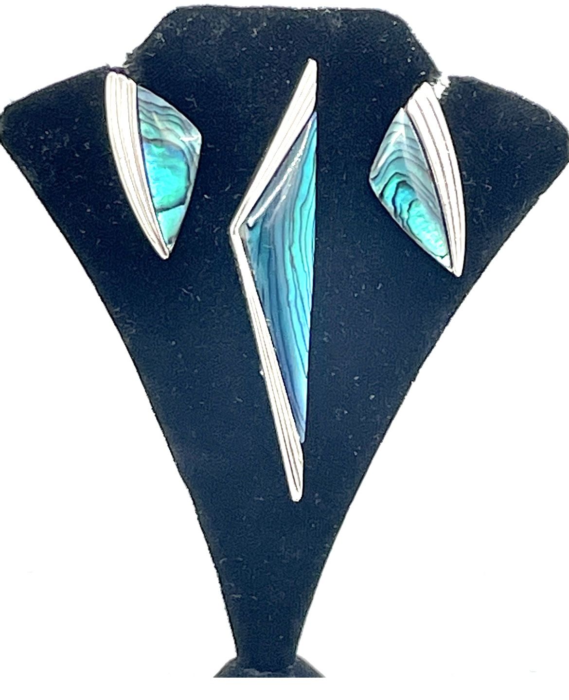Paua/Abalone Brooch And Earrings Set