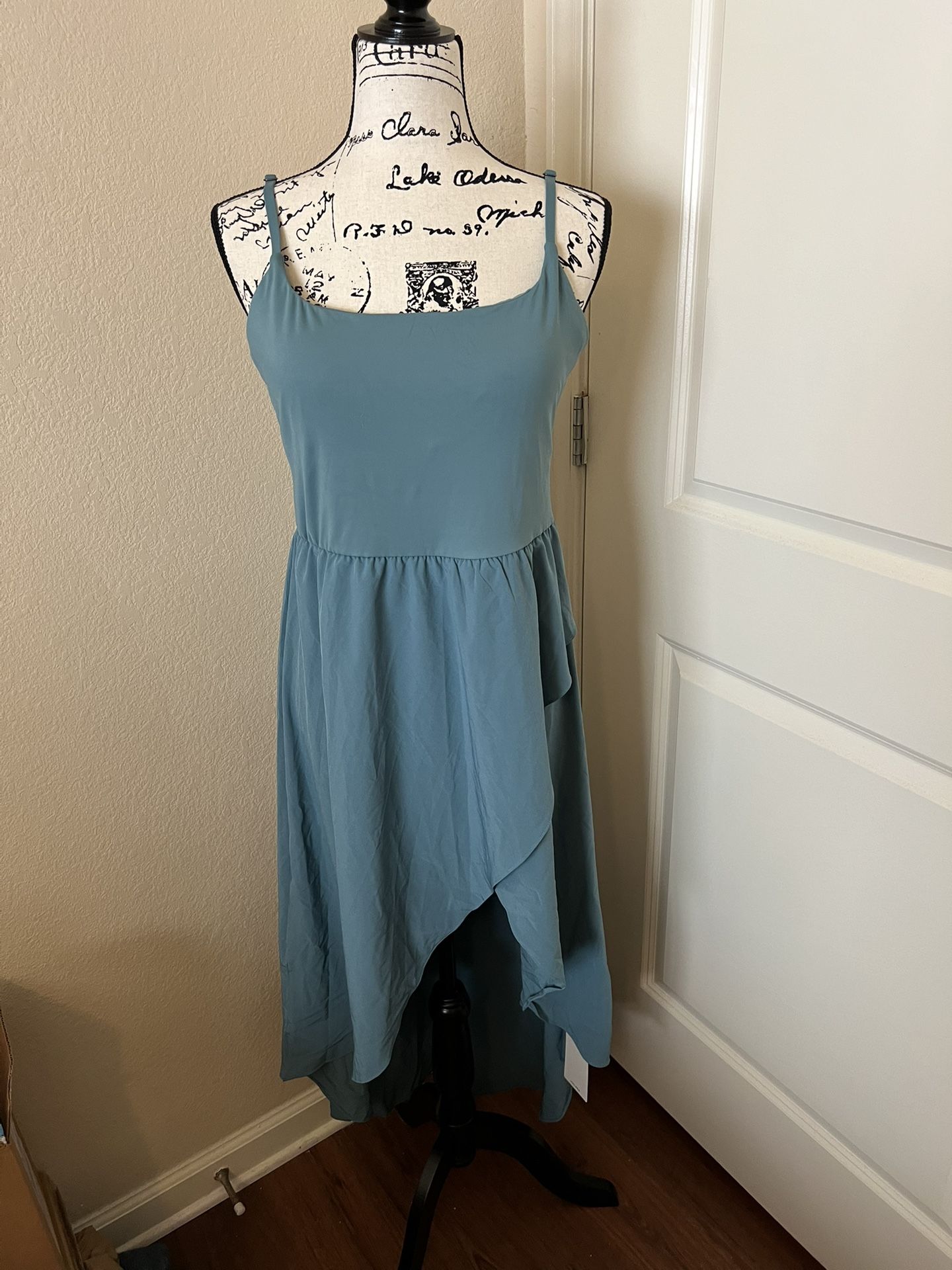 NWT Halara High-low Sleeveless Dress w/ Shorts, Built-in Bra, Pocket, Large, Teal