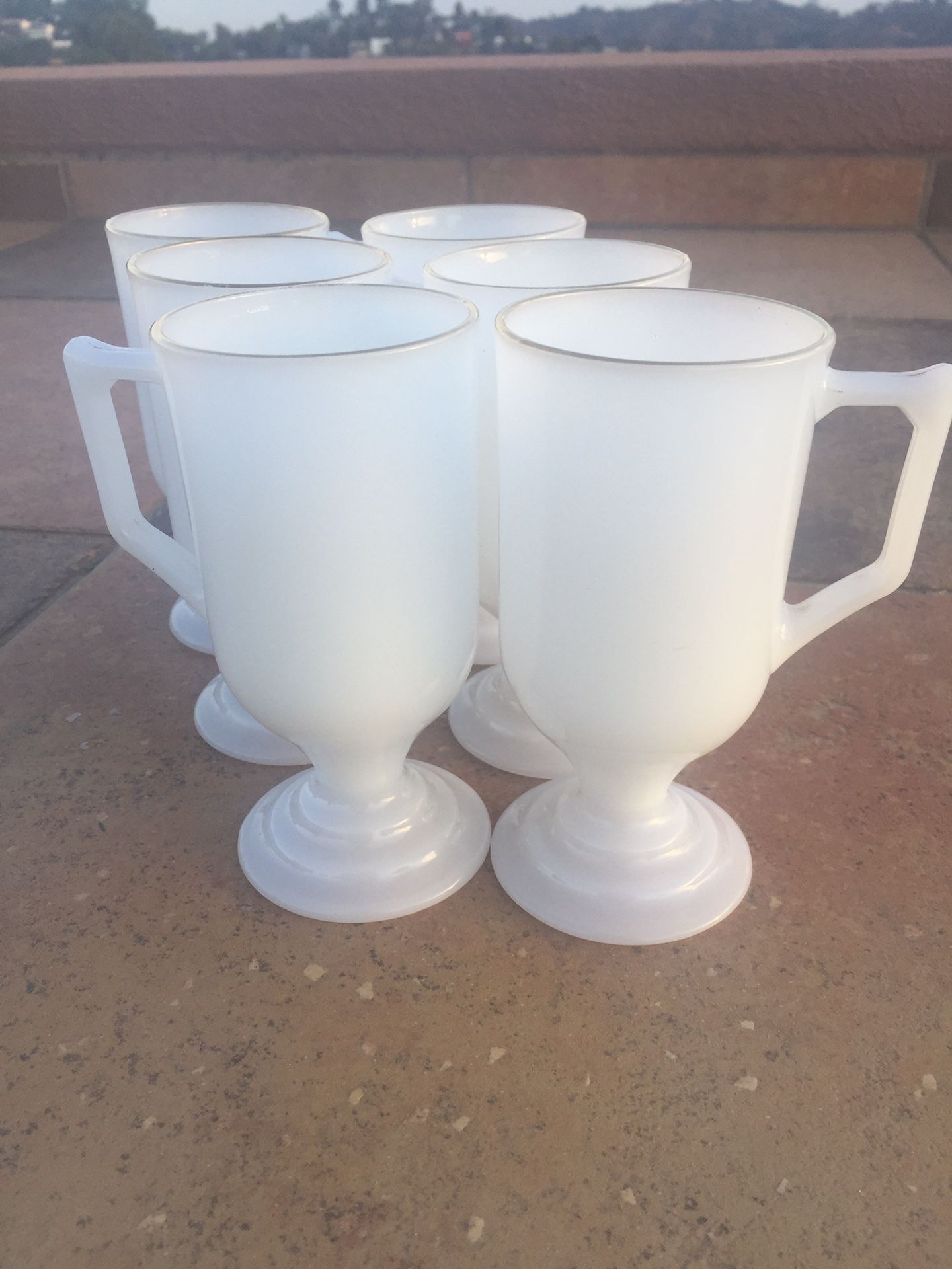 Set of antique milk glasses w handle