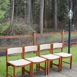Mid century modern Danish teak Dining Chairs by D-scan set of 4