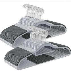 SONGMICS 50pk Space Saving Plastic Clothes Hangers Non Slip - Light Gray & Dark Gray