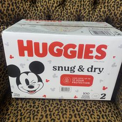 New  Unopened Box Of 100 Huggies Snug & Dry Size 2 $22 Firm On Price