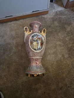 Victorian Style Porcelain Vase with Gold Accents